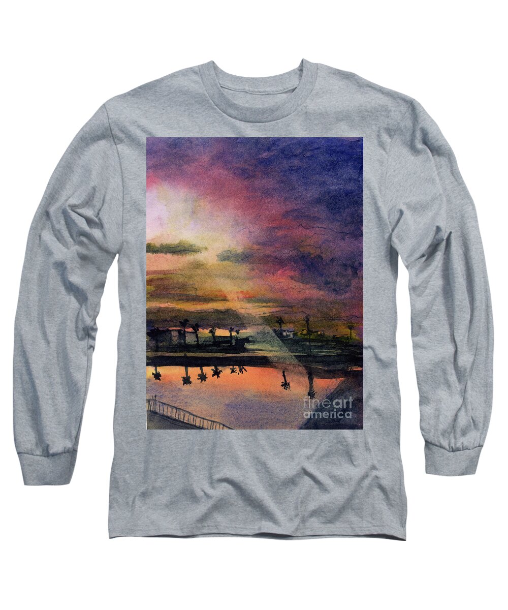 Sea Long Sleeve T-Shirt featuring the painting Brenda's Bay by Randy Sprout