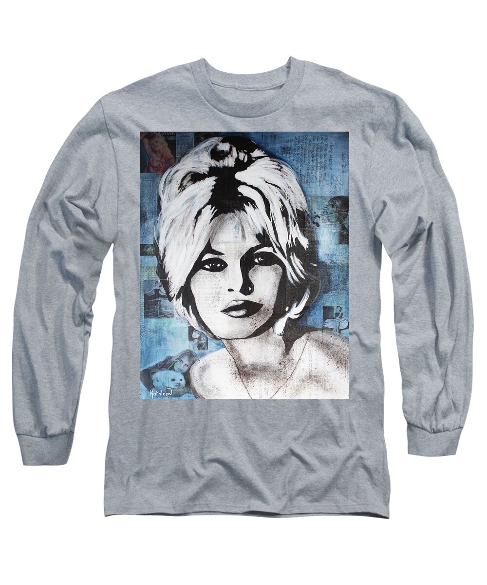 Brigitte Bardot Long Sleeve T-Shirt featuring the painting BRIGITTE BARDOT La Madrague by Kathleen Artist PRO