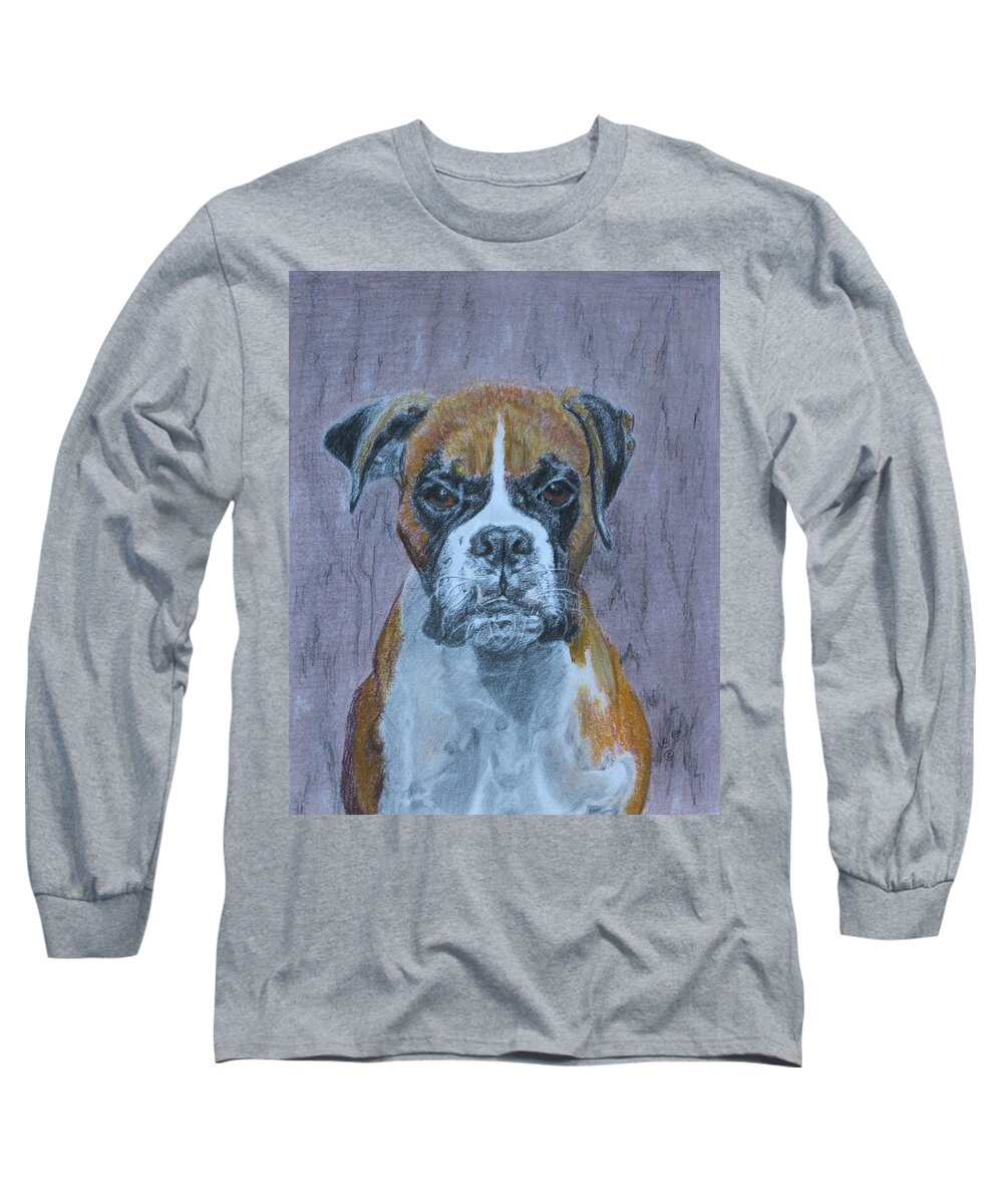 Boxer Long Sleeve T-Shirt featuring the drawing Bruce by Vera Smith
