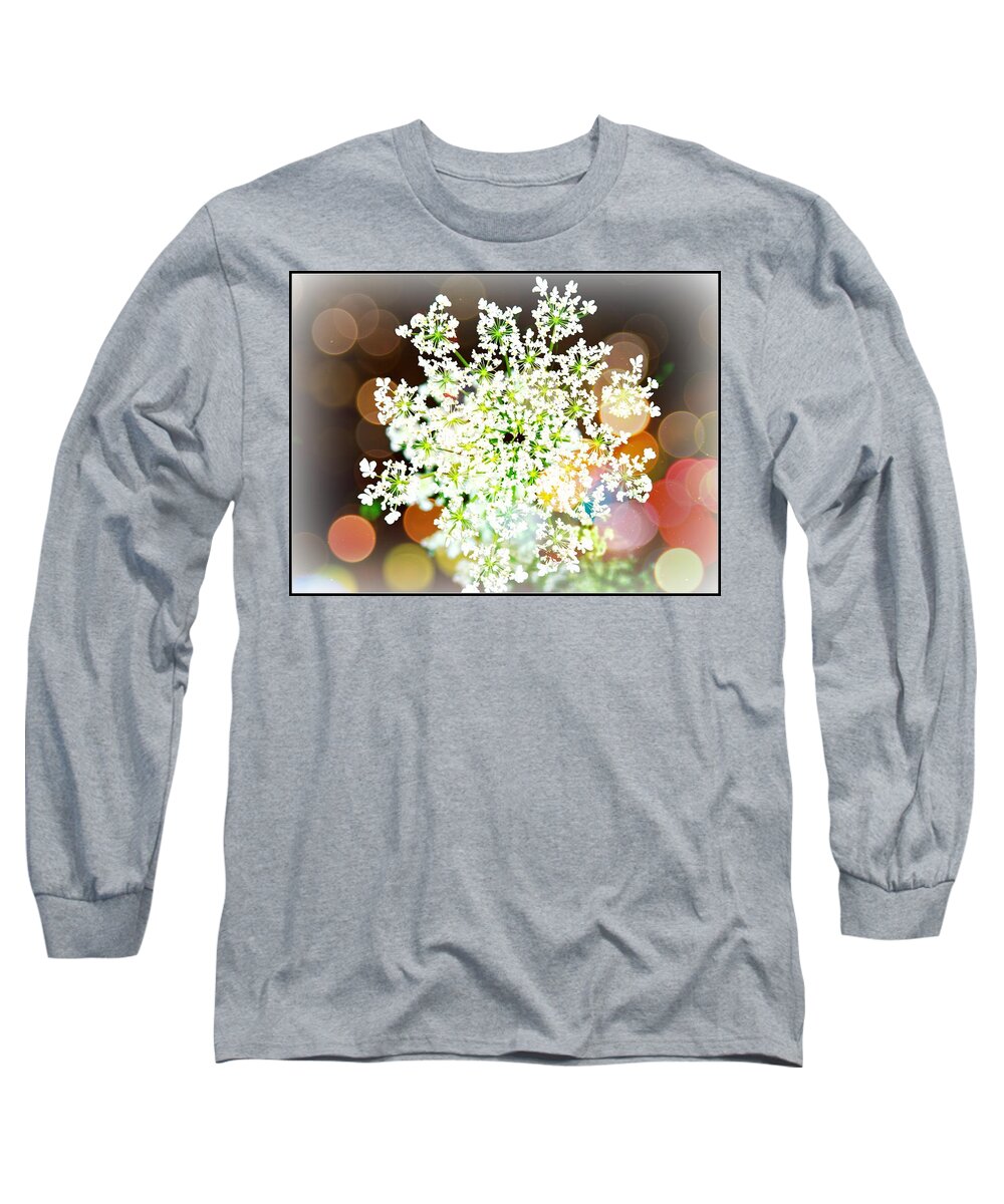 Flower Long Sleeve T-Shirt featuring the photograph Burst of Light Kaleidoscope by Deborah Kunesh