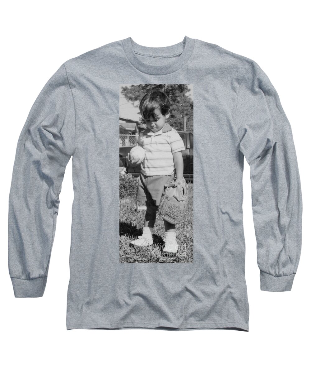 Baseball Long Sleeve T-Shirt featuring the photograph But I wanna play catch some more. by WaLdEmAr BoRrErO