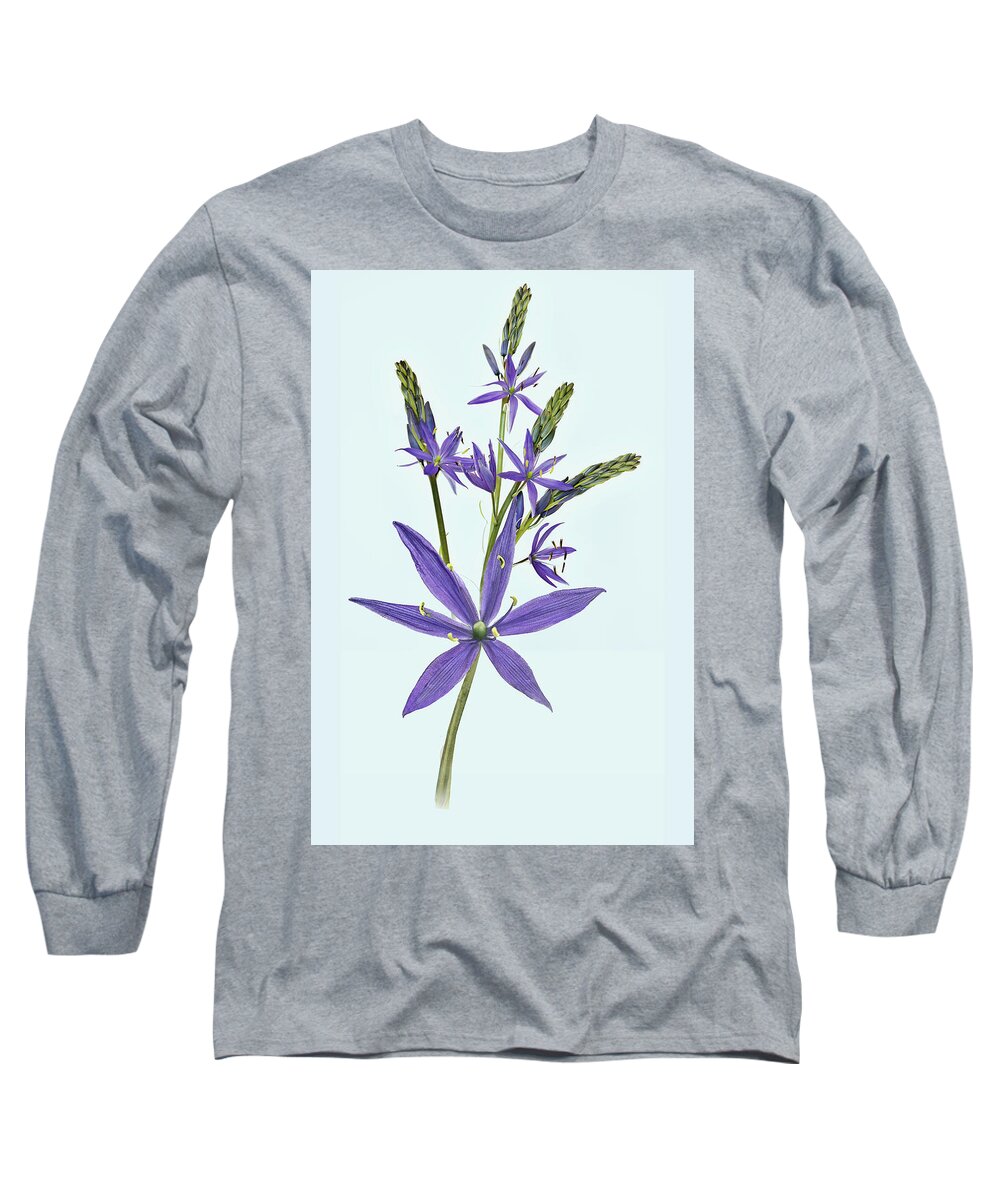 Flowers Long Sleeve T-Shirt featuring the digital art Camas, the flowers by John Christopher