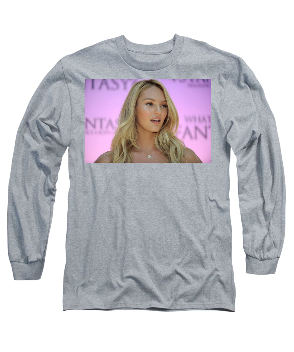 Candice Swanepoel Long Sleeve T-Shirt featuring the digital art Candice Swanepoel by Super Lovely