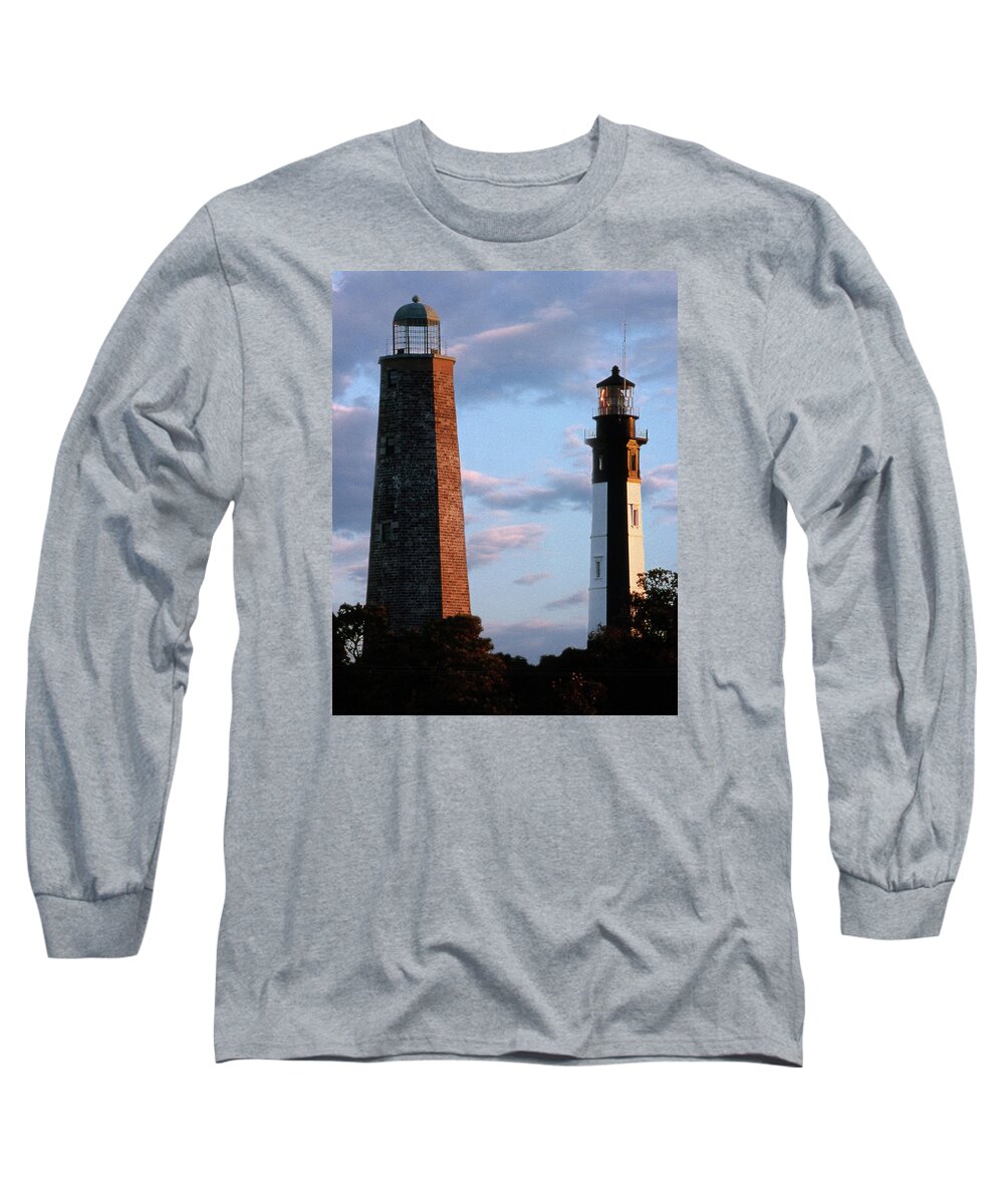 Lighthouses Long Sleeve T-Shirt featuring the photograph Cape Henry Lighthouses In Virginia by Skip Willits
