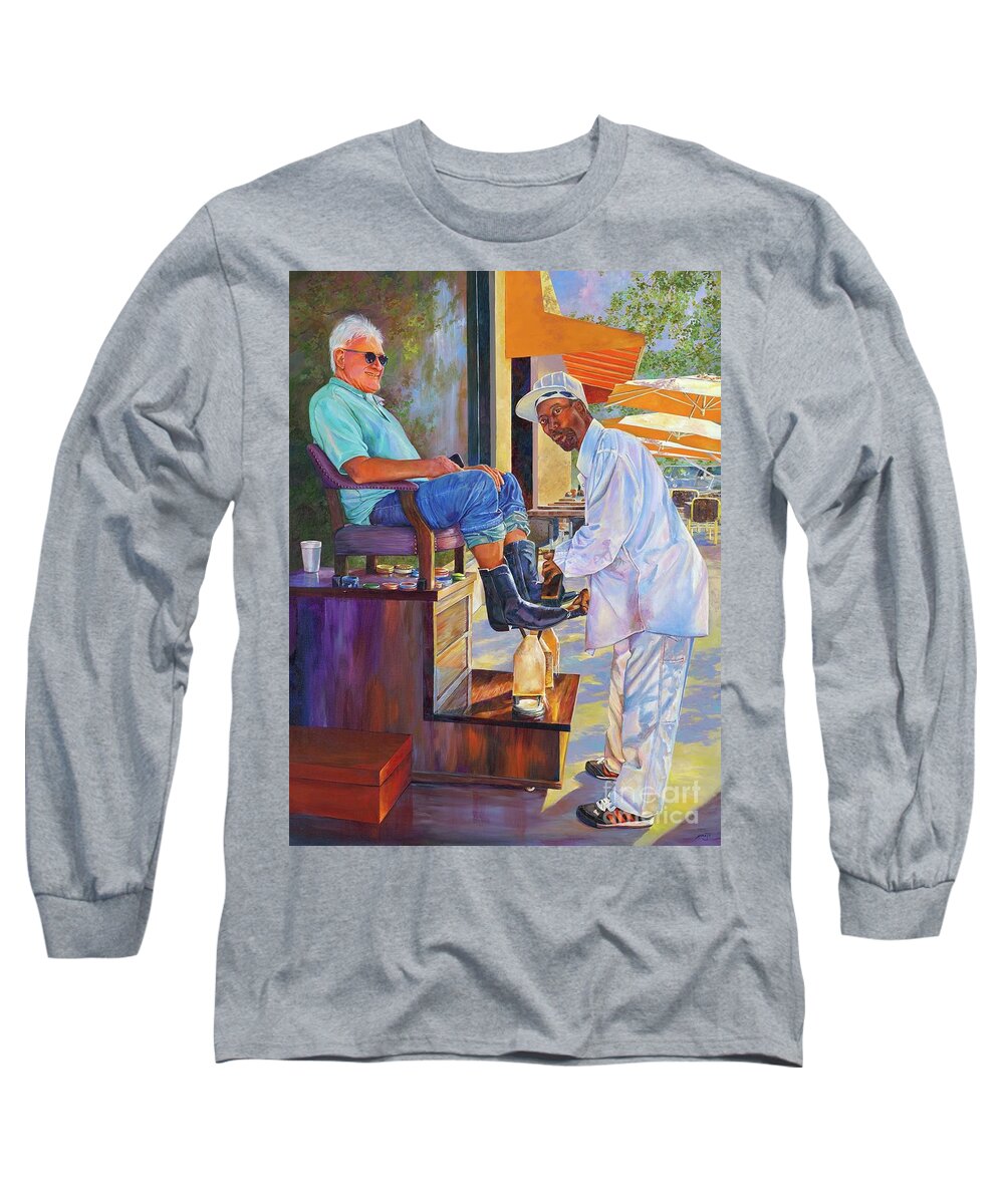 Trees Long Sleeve T-Shirt featuring the painting Captain Shoe Shine by AnnaJo Vahle