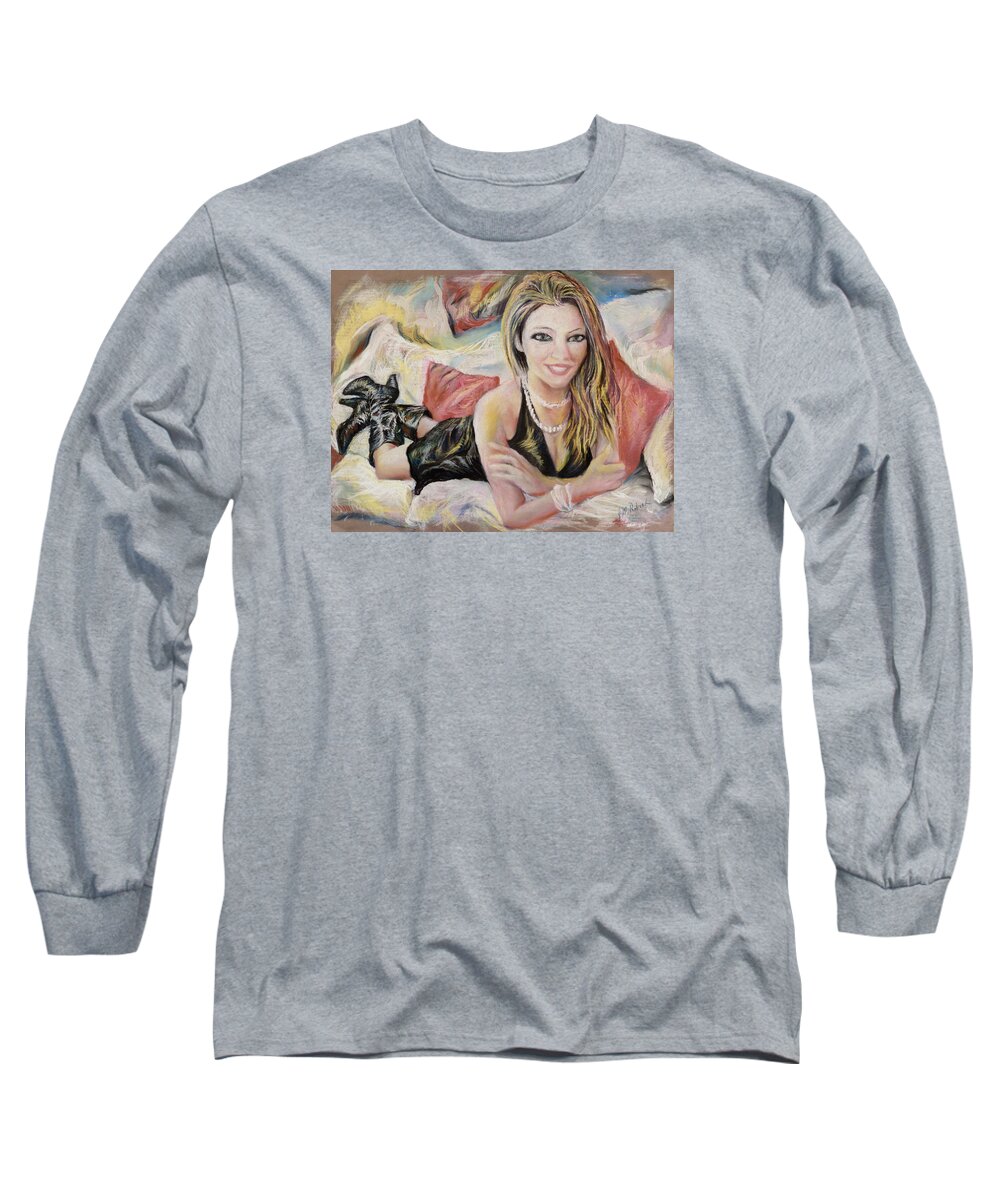 Fashion Long Sleeve T-Shirt featuring the pastel Carla by Jean-Marc Robert