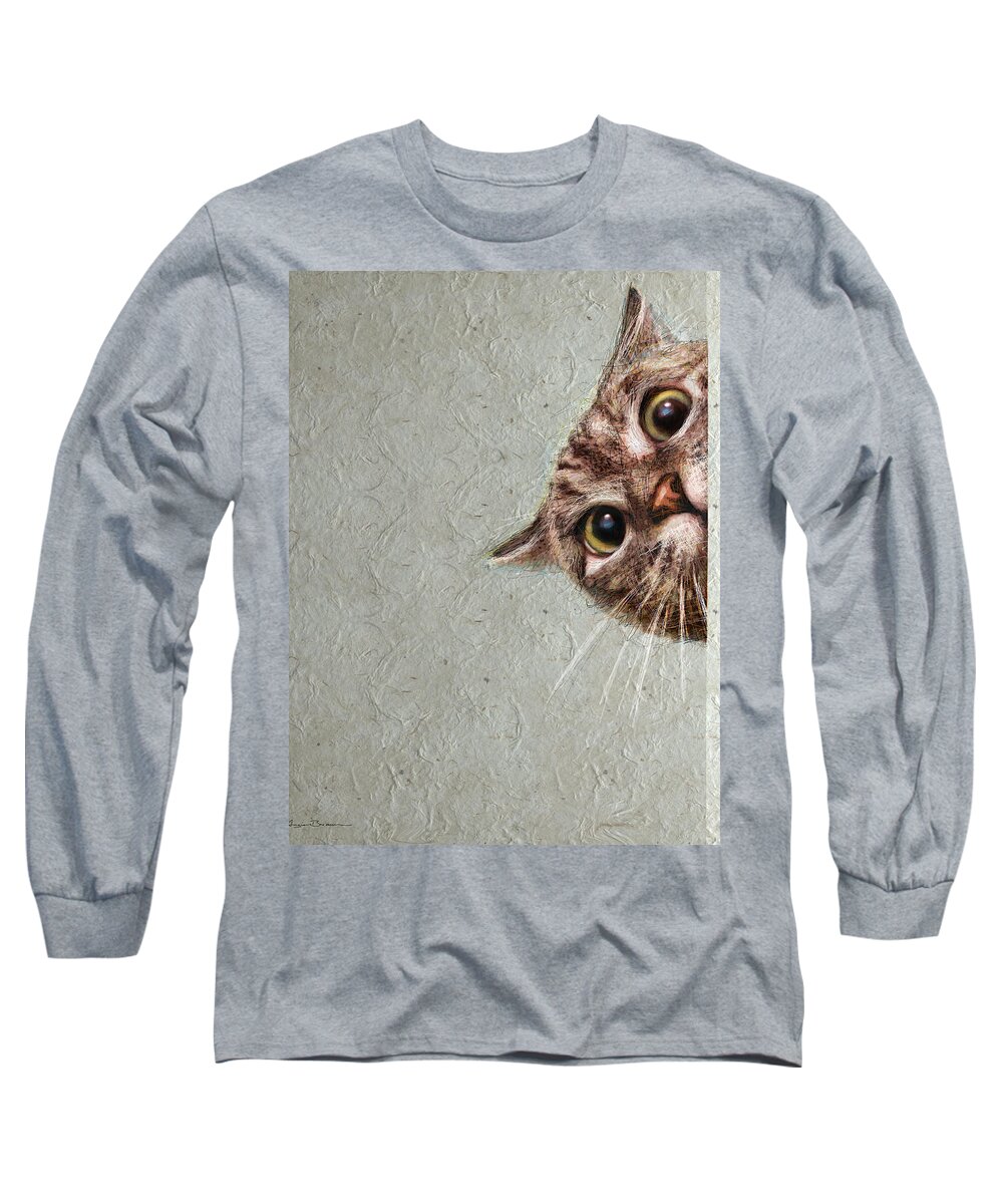 Angie Braun Long Sleeve T-Shirt featuring the painting CAT spy by Angie Braun