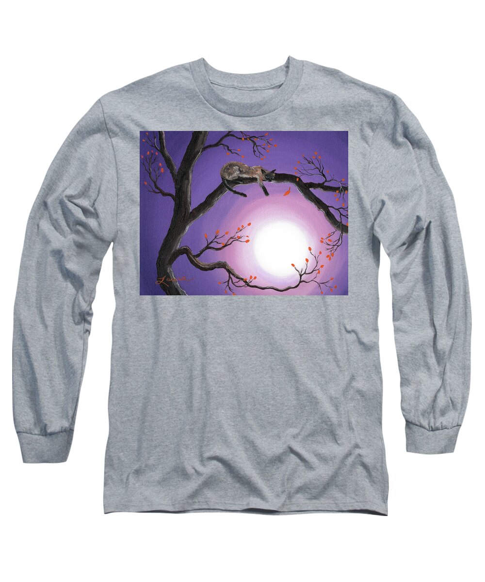 Siamese Cat Long Sleeve T-Shirt featuring the painting Catch a Falling Leaf by Laura Iverson