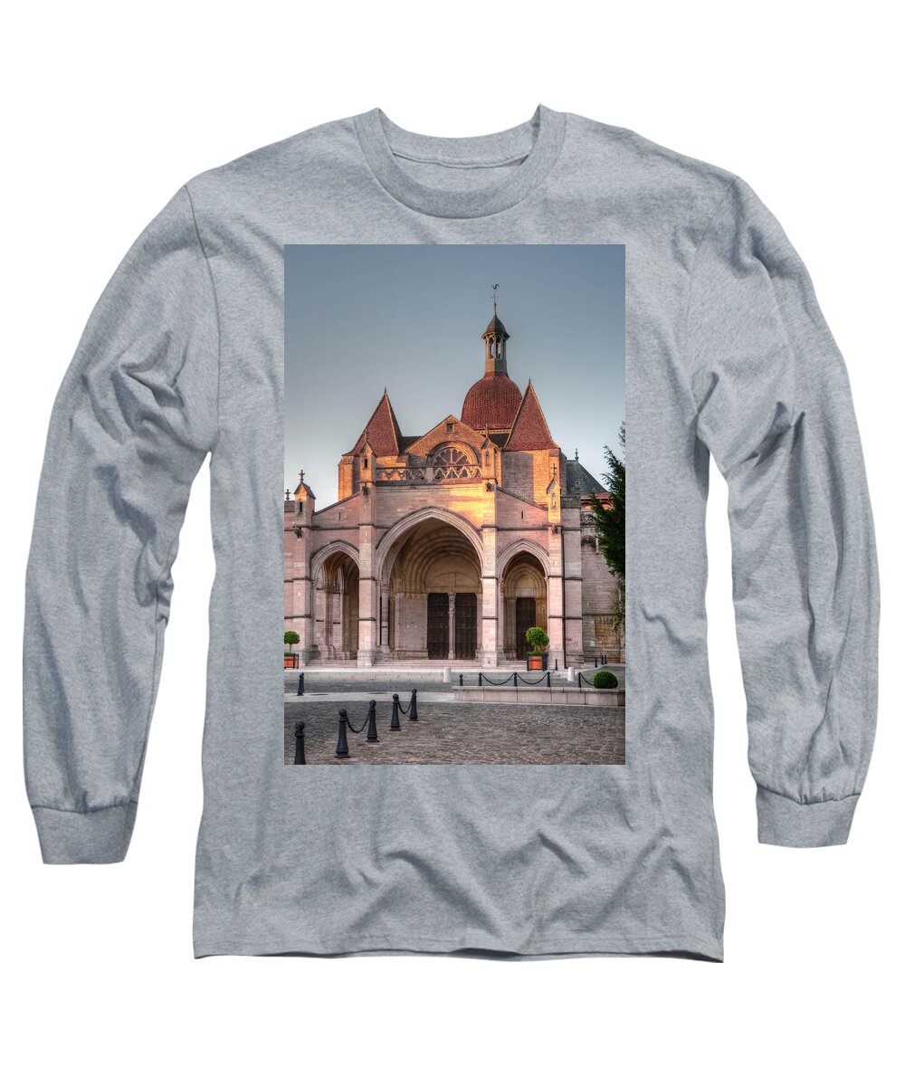 Church Long Sleeve T-Shirt featuring the photograph Cathedral Beaune France by Lawrence Knutsson