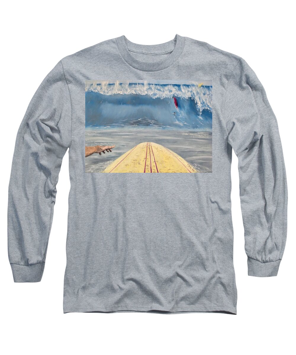 Surf Long Sleeve T-Shirt featuring the painting Caught Inside by Kevin Daly