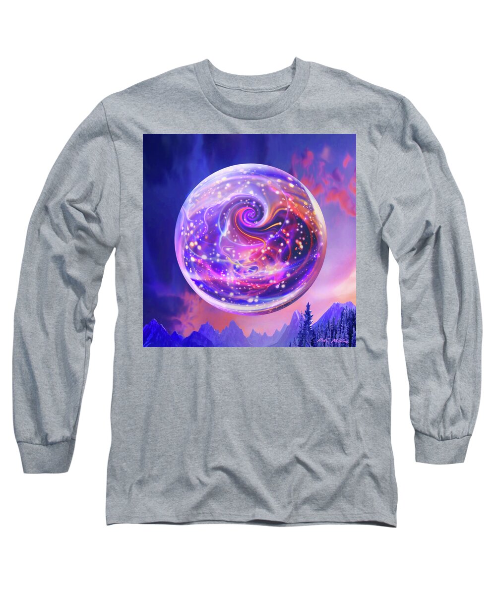 Celestial Long Sleeve T-Shirt featuring the digital art Celestial Snow Globe by Robin Moline