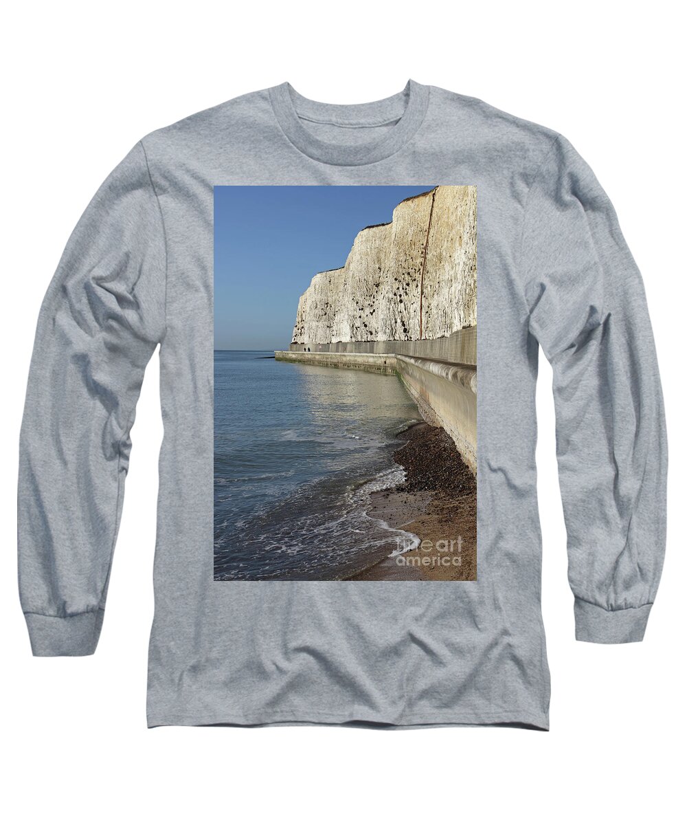 Chalk Cliffs At Peacehaven East Sussex England Uk English Coast Beach Seaside Long Sleeve T-Shirt featuring the photograph Chalk Cliffs at Peacehaven East Sussex England UK by Julia Gavin
