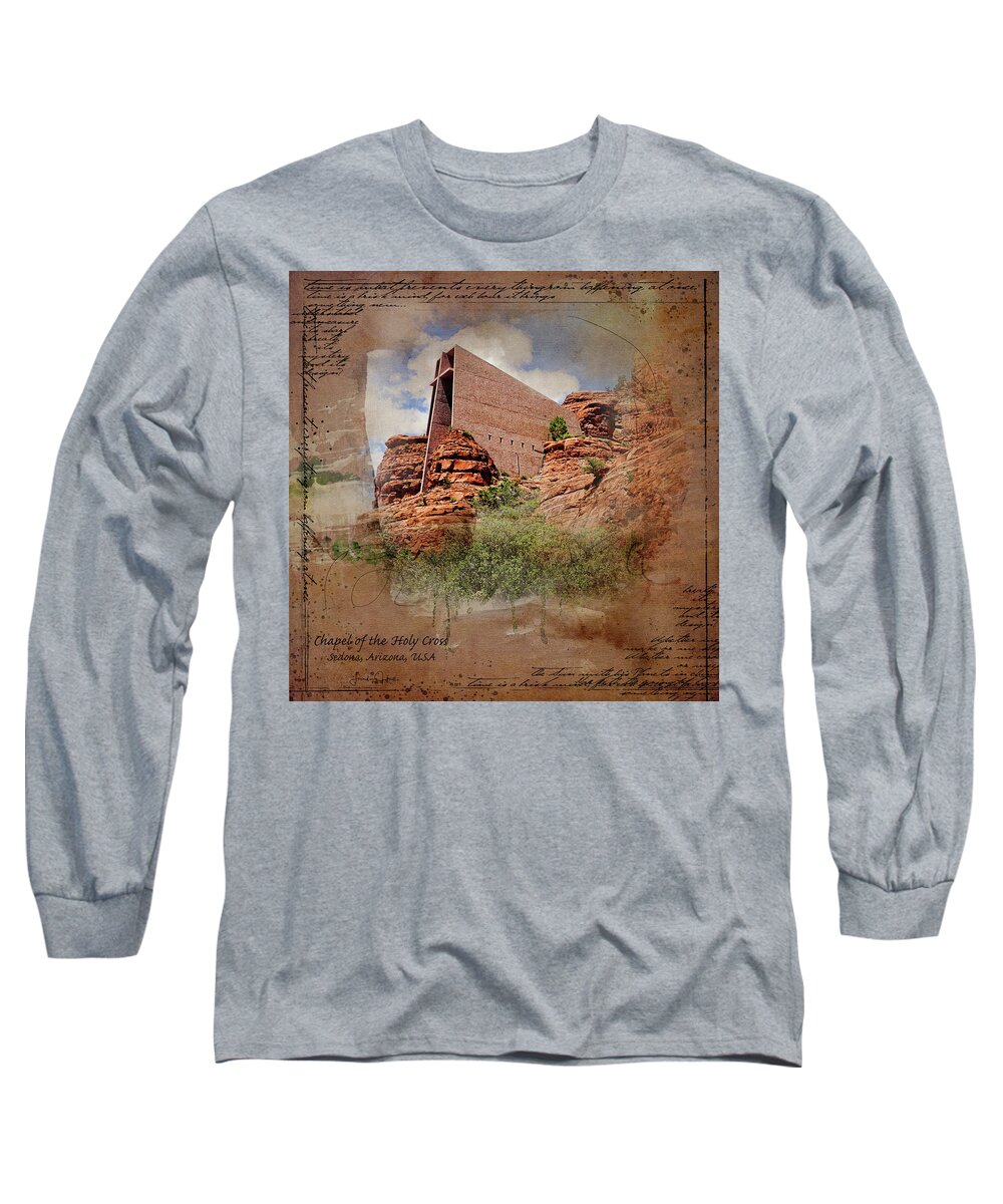 Church Long Sleeve T-Shirt featuring the digital art Chapel of the Holy Cross by Linda Lee Hall