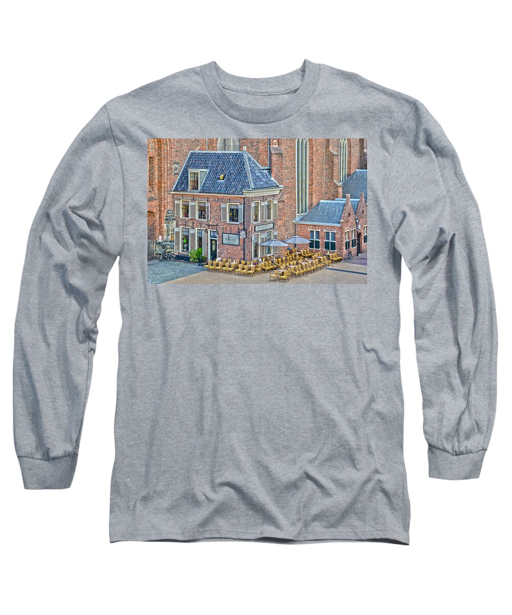 Netherlands Long Sleeve T-Shirt featuring the photograph Church Cafe in Groningen by Frans Blok