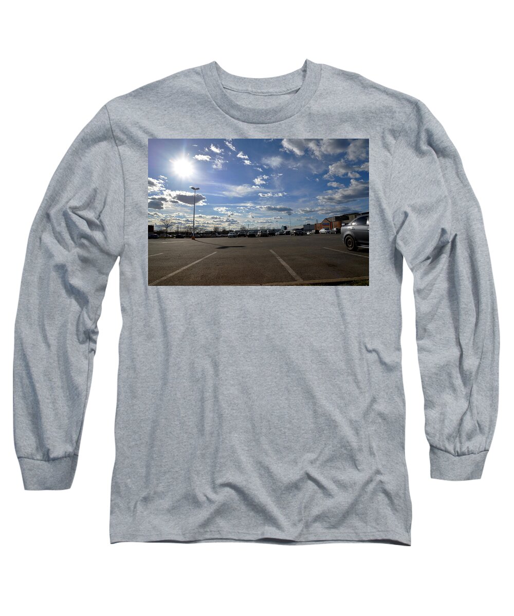 Parking Long Sleeve T-Shirt featuring the photograph Clouds And Parking Lot by Jean-Marc Robert