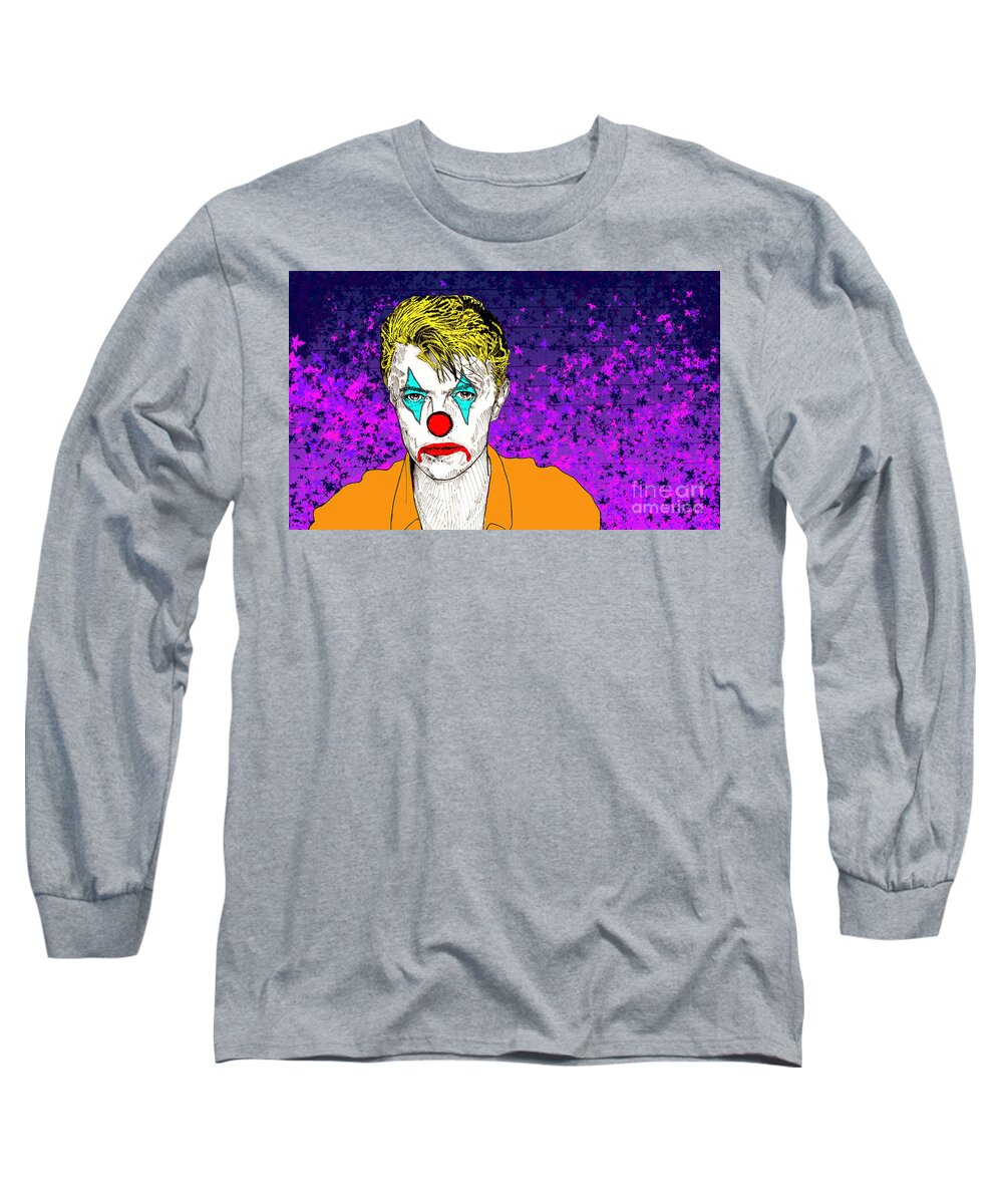Liza Jane Long Sleeve T-Shirt featuring the digital art Clown David Bowie by Jason Tricktop Matthews