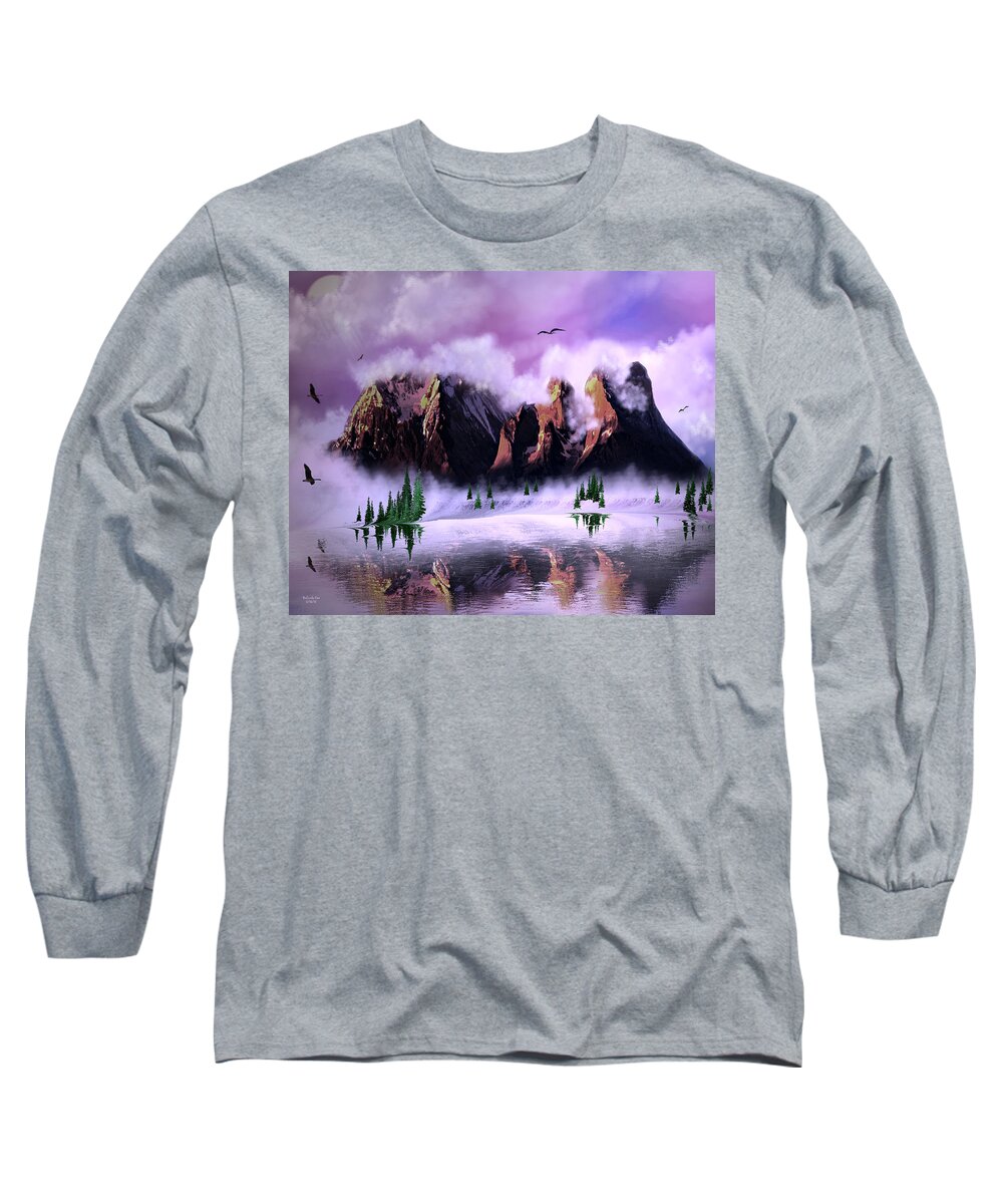  Long Sleeve T-Shirt featuring the digital art Cold Mountain Morning by Artful Oasis
