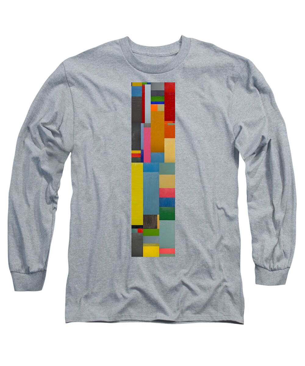 Abstract Long Sleeve T-Shirt featuring the painting Colorful Skinny Collage 2.0 by Michelle Calkins