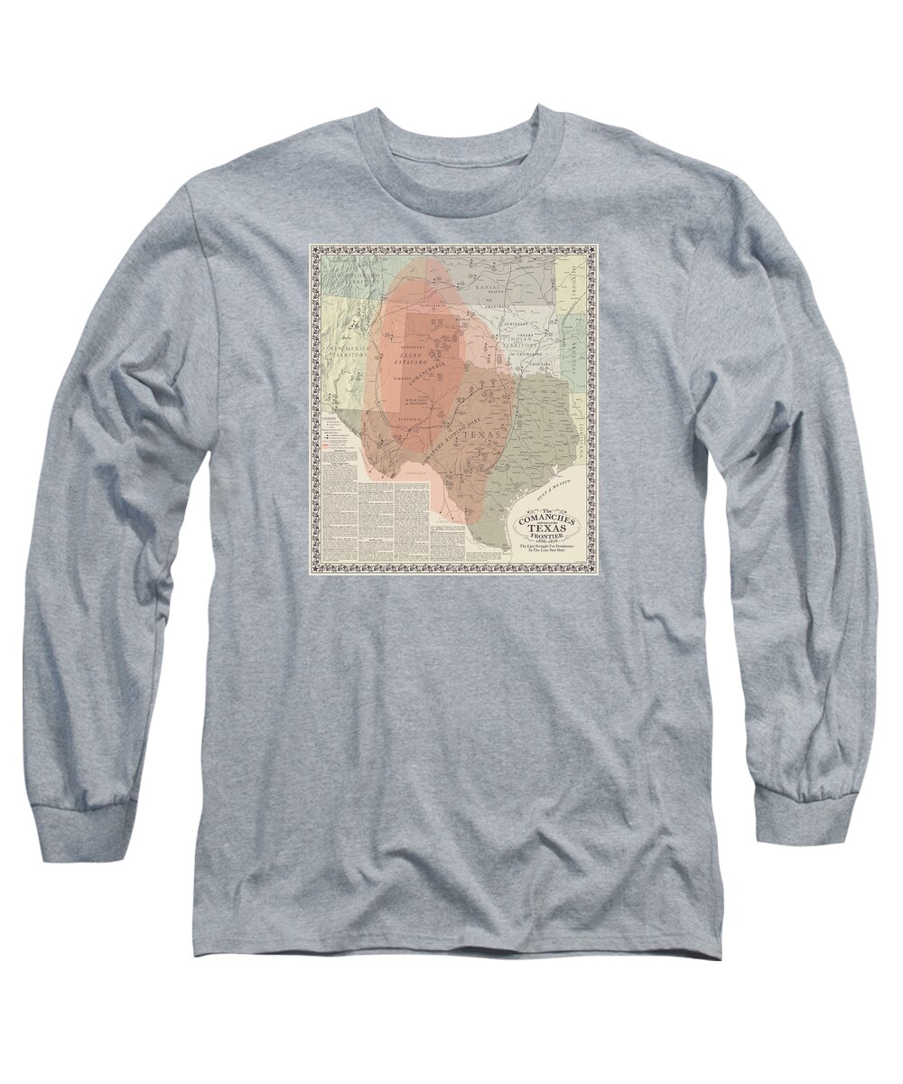Texas Long Sleeve T-Shirt featuring the digital art Comanches and War on the Texas Frontier by Al White