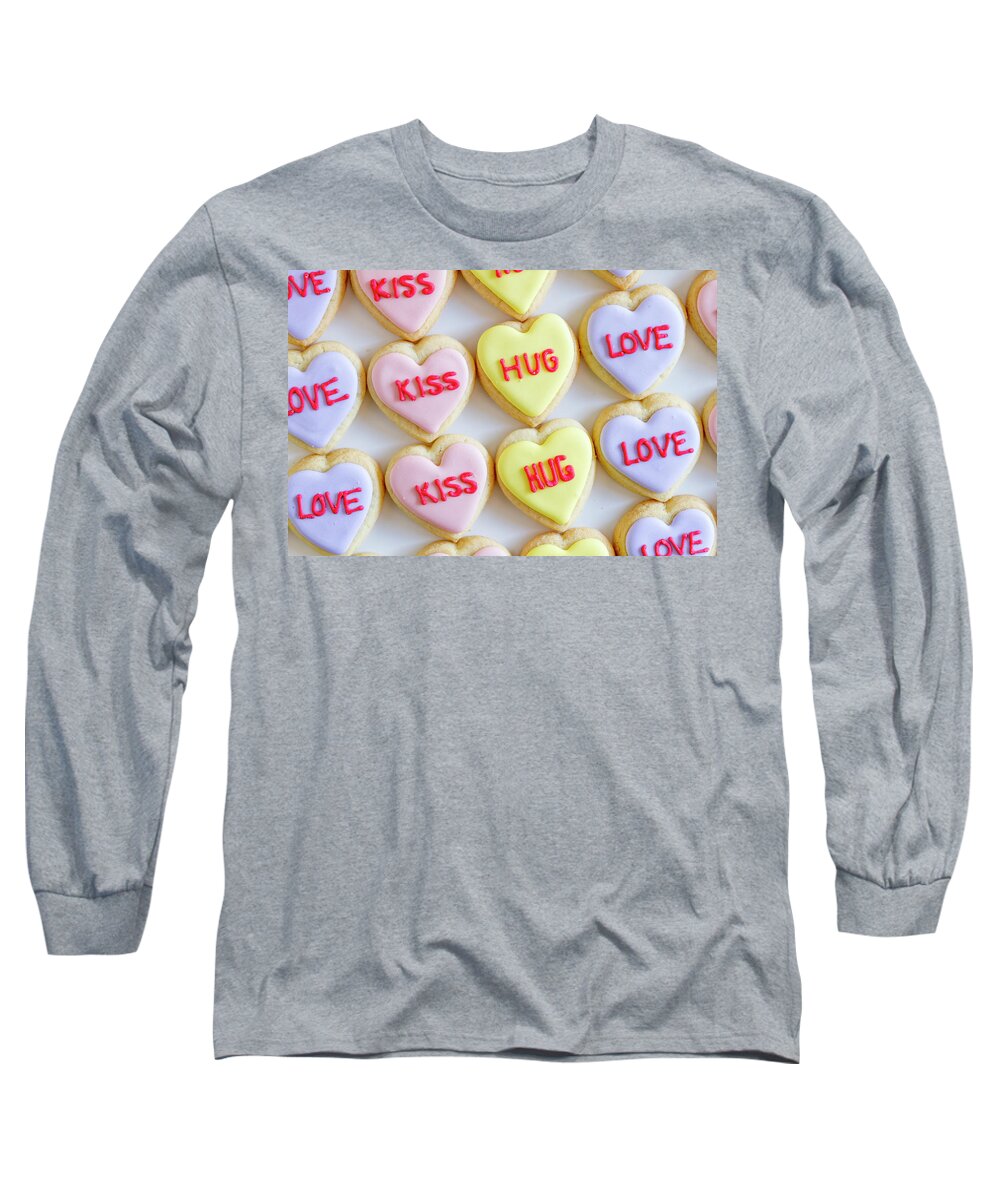 Valentines Day Long Sleeve T-Shirt featuring the photograph Conversation Heart Decorated Cookies by Teri Virbickis