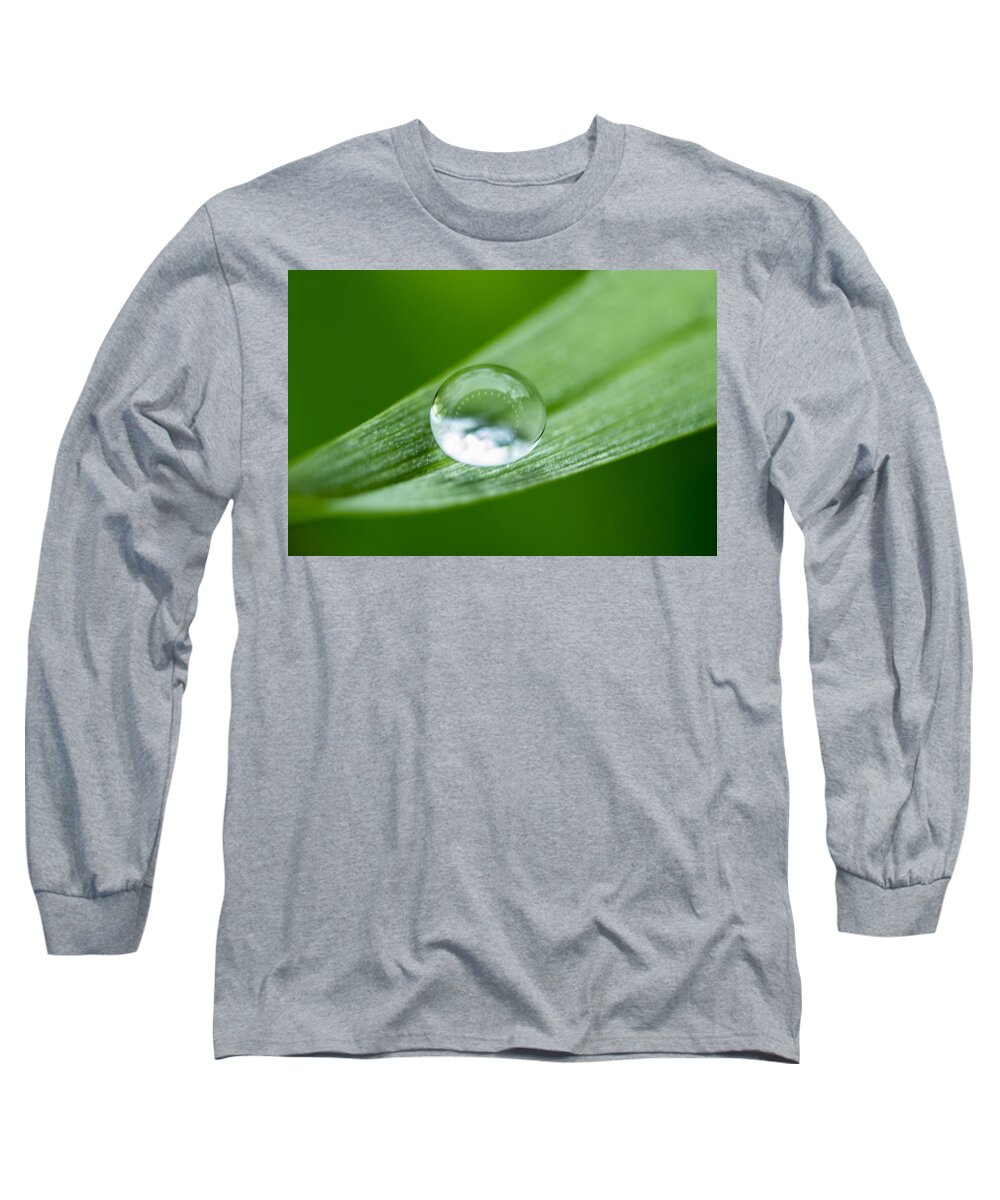 Rain Long Sleeve T-Shirt featuring the photograph Cradled Raindrop by Tammy Chesney