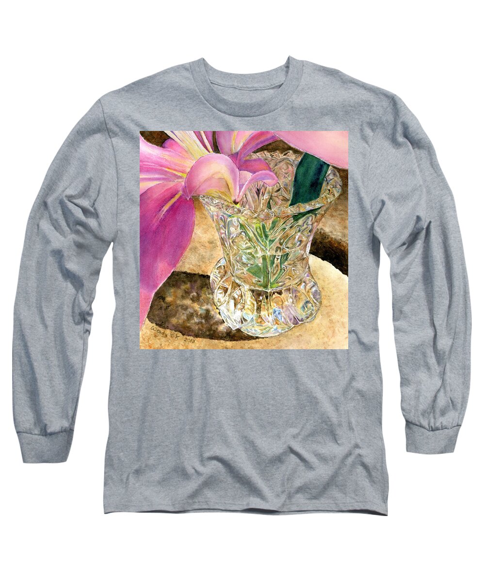 Lily Long Sleeve T-Shirt featuring the painting Crystalline Lily by Wendy Keeney-Kennicutt