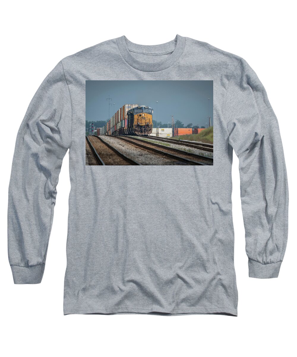Csx Railroad Long Sleeve T-Shirt featuring the photograph CSX Q02817 Intermodal Northbound at Hopkinsville Ky by Jim Pearson