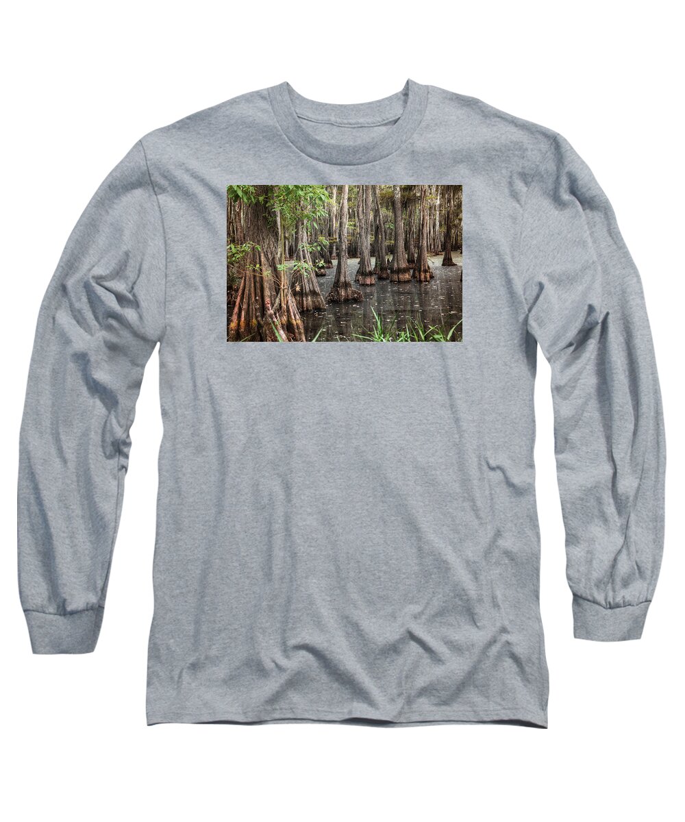 Swamp Long Sleeve T-Shirt featuring the photograph Dark Swamp by Ester McGuire