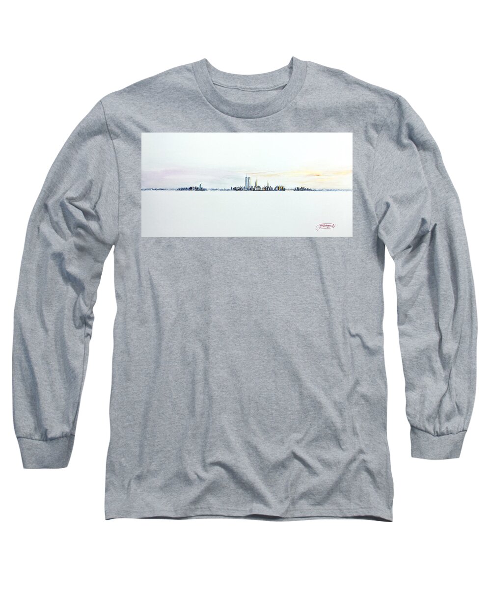 Artwork Long Sleeve T-Shirt featuring the painting Dawn New York City by Jack Diamond
