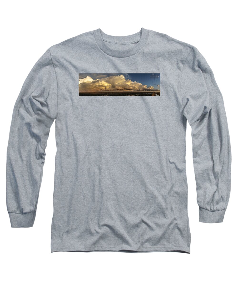 Storm Long Sleeve T-Shirt featuring the photograph December Thunderstorm Pano by Paul Brooks