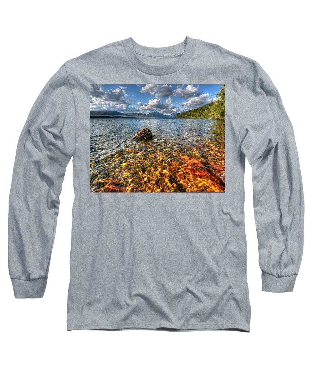 Colored Rocks Long Sleeve T-Shirt featuring the photograph Deep Shallows by David Andersen