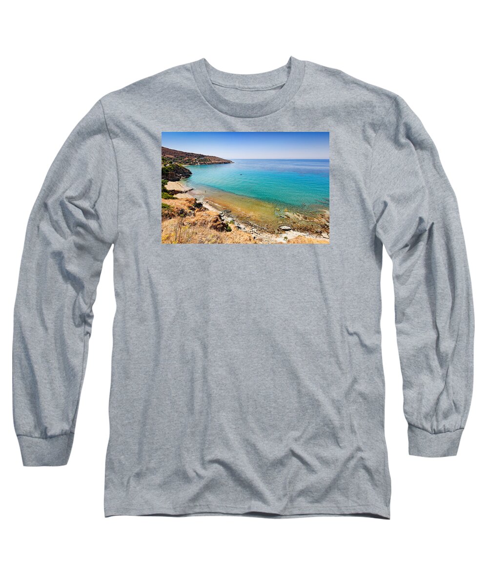 Delavogia Long Sleeve T-Shirt featuring the photograph Delavogia beach in Andros - Greece by Constantinos Iliopoulos