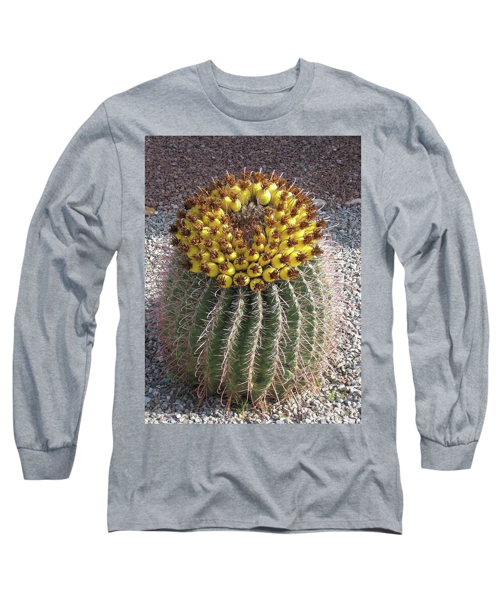 Barrel Cactus Long Sleeve T-Shirt featuring the photograph Desert Facts of Life by Judith Lauter