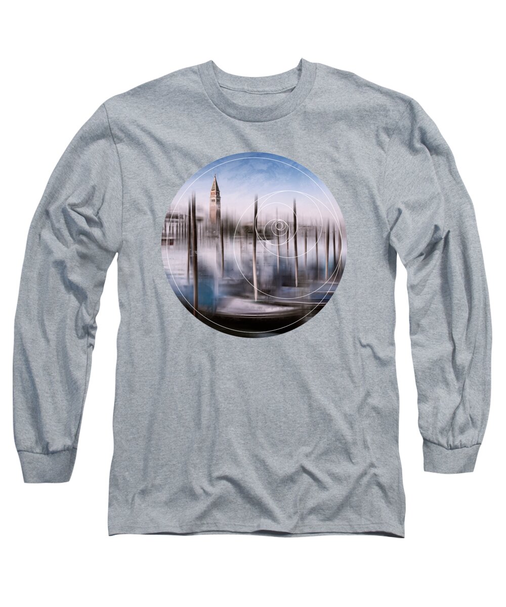 Abstract Long Sleeve T-Shirt featuring the photograph Digital-Art VENICE Grand Canal and St Mark's Campanile by Melanie Viola