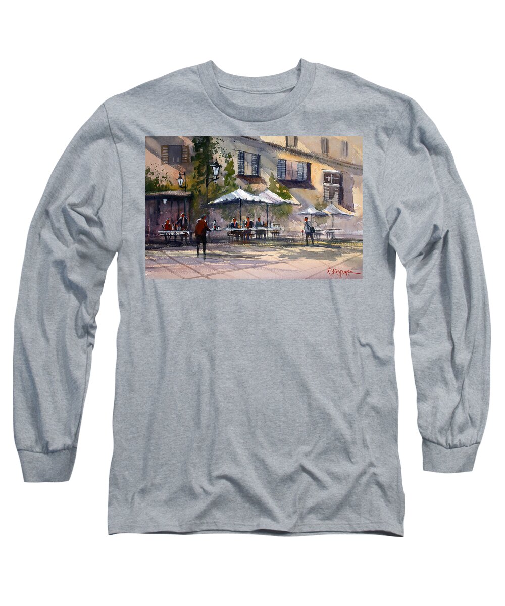 City Scene Long Sleeve T-Shirt featuring the painting Dining Alfresco by Ryan Radke