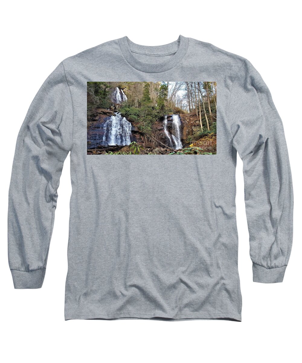 Waterfall Long Sleeve T-Shirt featuring the photograph Double Fall by Brianna Kelly