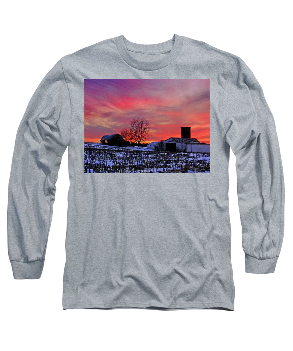 Rural Long Sleeve T-Shirt featuring the photograph Down the Street from Daranya's House by Steve Karol