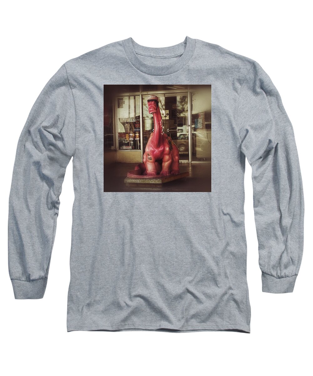 Dinosaur Long Sleeve T-Shirt featuring the photograph Downtown Dino by Megan Ater