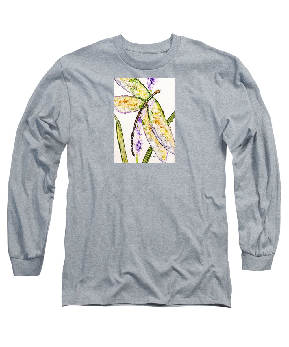 Dragonfly Long Sleeve T-Shirt featuring the painting Dragonfly Dreams by Jan Killian