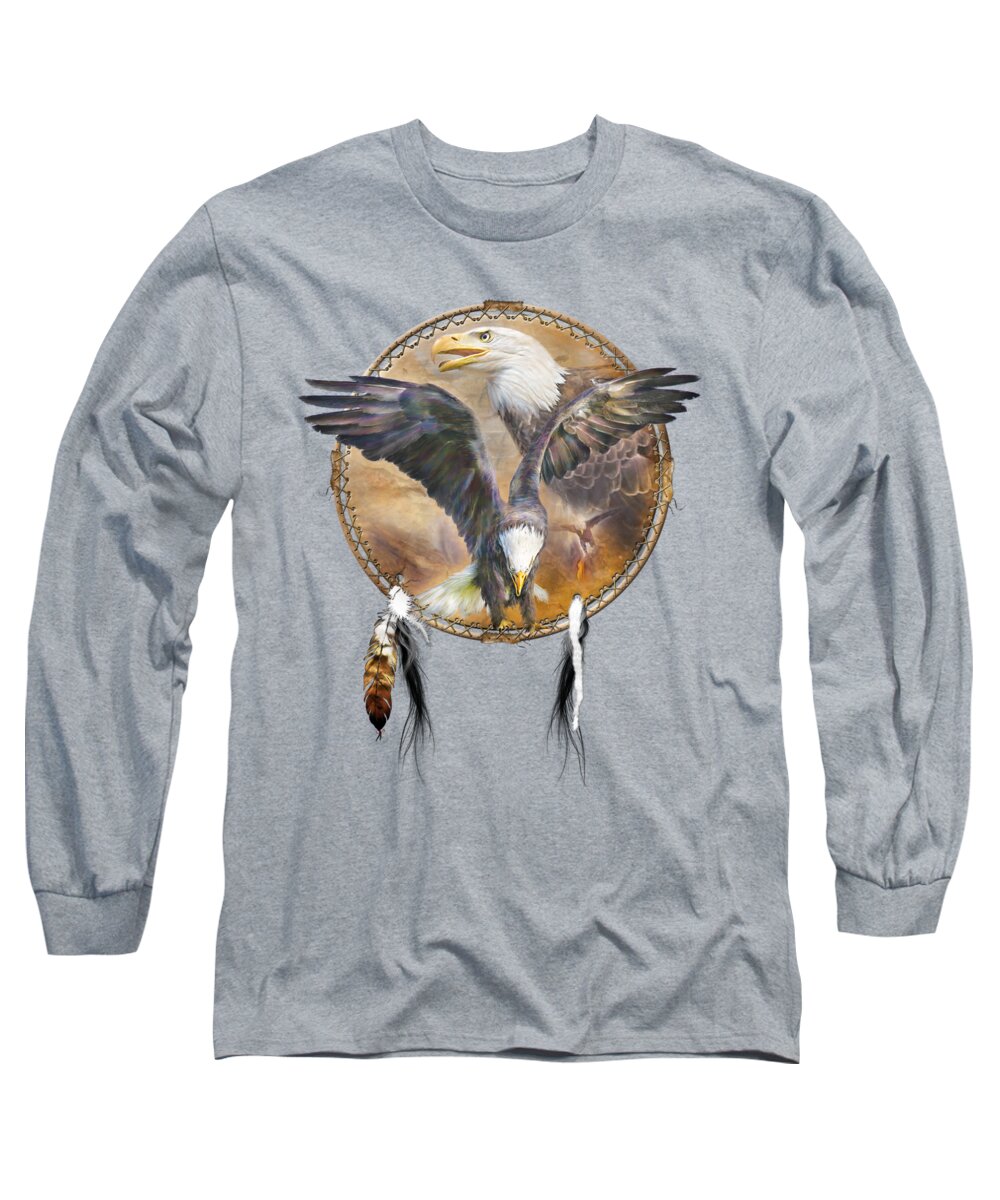 Carol Cavalaris Long Sleeve T-Shirt featuring the mixed media Dream Catcher - Spirit Eagle 3 by Carol Cavalaris