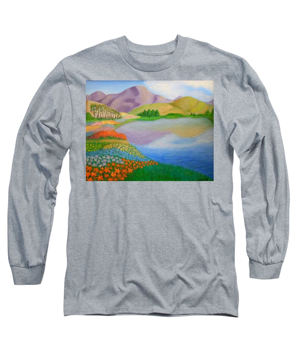 Mountains Long Sleeve T-Shirt featuring the painting Dream Land by Sheri Keith