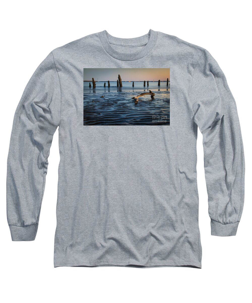 Sandbars Long Sleeve T-Shirt featuring the photograph Driftwood And Sandbars Coastal / Nature / Landscape Photograph by PIPA Fine Art - Simply Solid