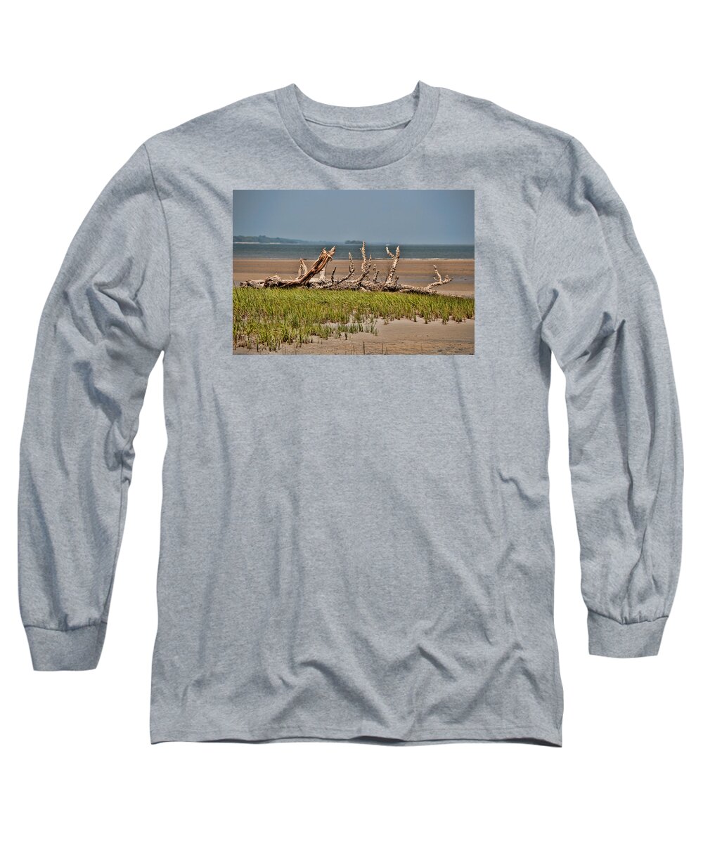 Driftwood Long Sleeve T-Shirt featuring the photograph Driftwood with Baracles by John Black