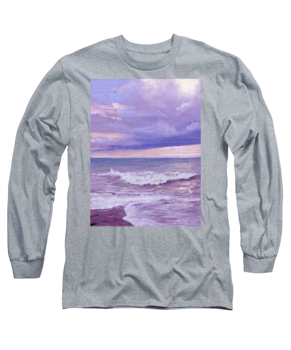 Sea Long Sleeve T-Shirt featuring the painting e-Motion by Arie Van der Wijst