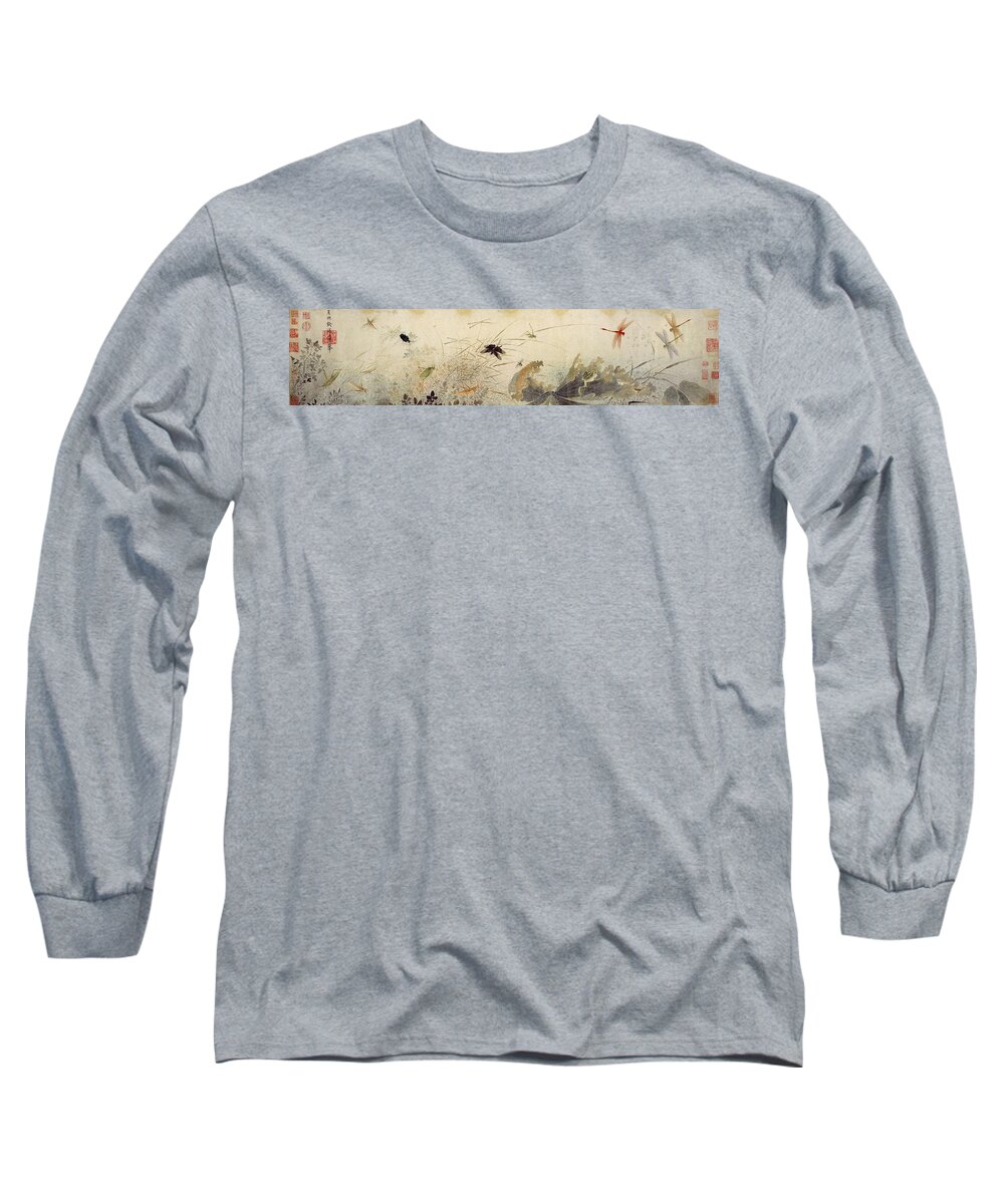 Art Long Sleeve T-Shirt featuring the painting Early Autumn, 13th Century by Qian Xuan