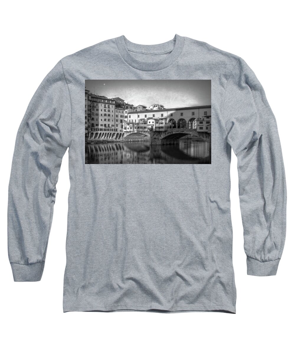 Florence Long Sleeve T-Shirt featuring the photograph Early Morning Ponte Vecchio Florence Italy by Joan Carroll