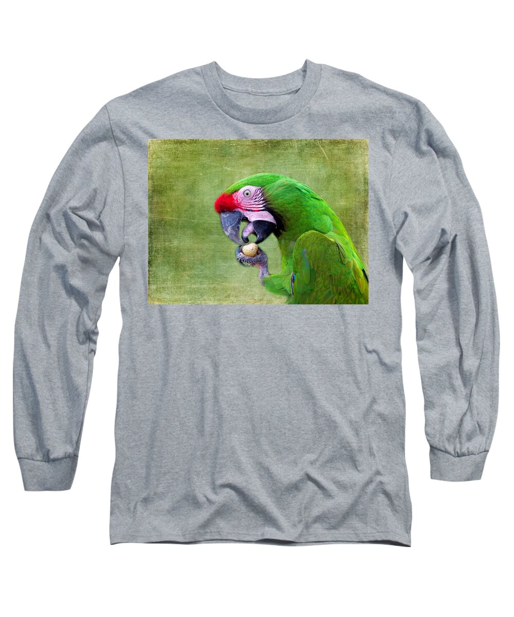 Macaw Long Sleeve T-Shirt featuring the photograph Eating a Peanut by Lynn Bolt