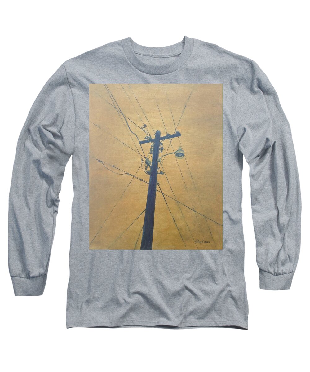 Pole Long Sleeve T-Shirt featuring the painting Electrified by Teresa Fry