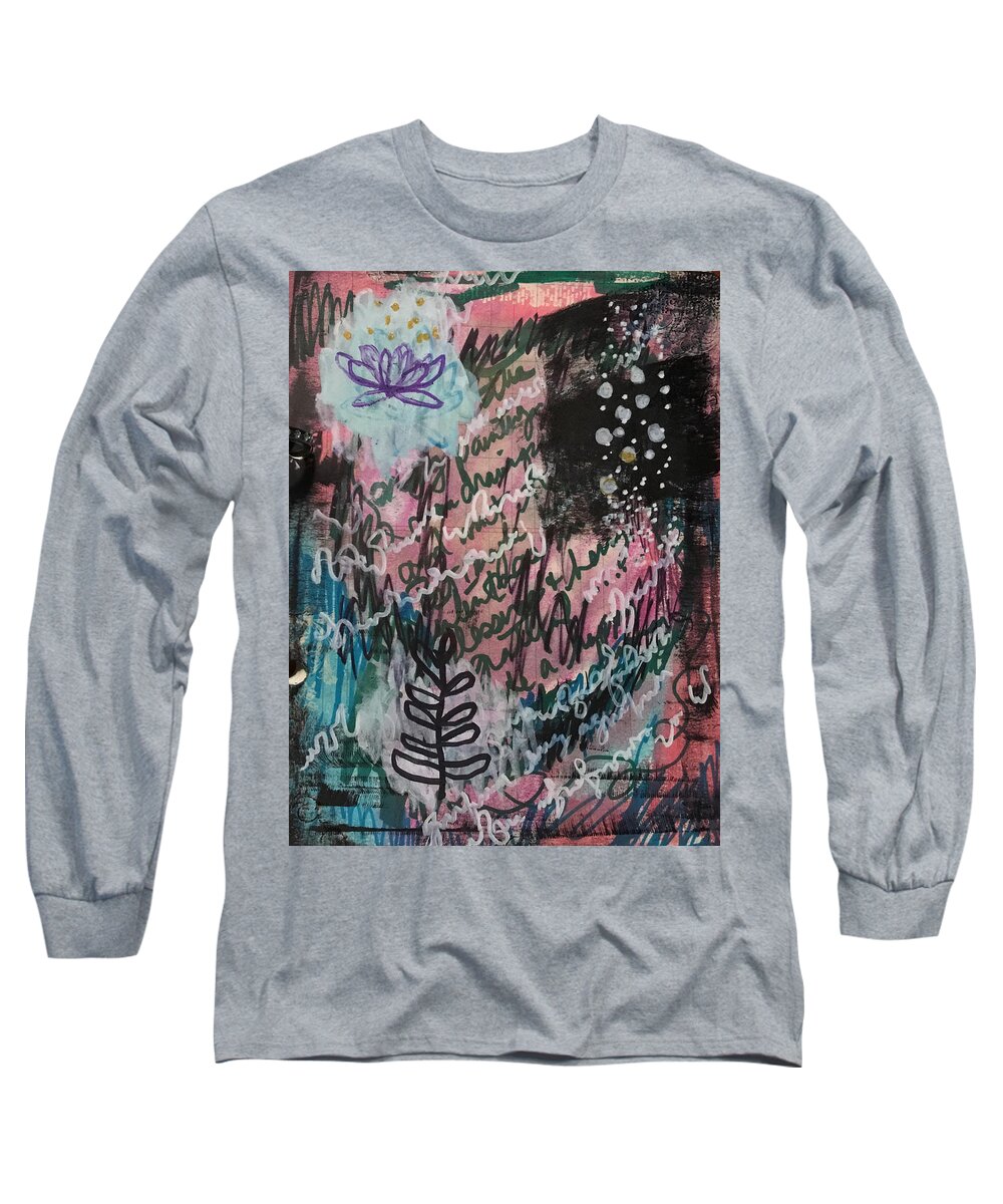 Abstract Long Sleeve T-Shirt featuring the mixed media Emergence by Serenity Studio Art