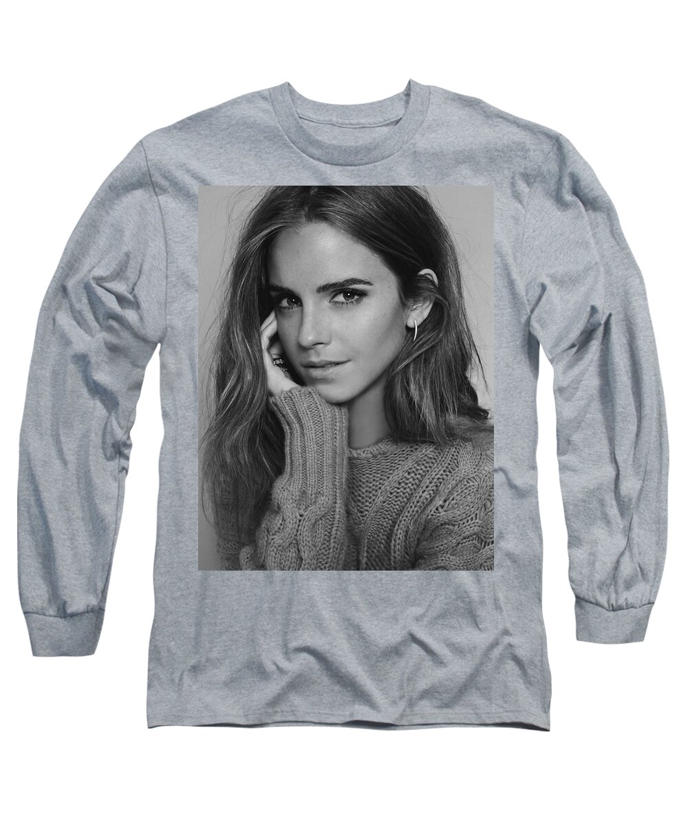 Emma Watson Long Sleeve T-Shirt featuring the photograph Emma Watson by Mariel Mcmeeking